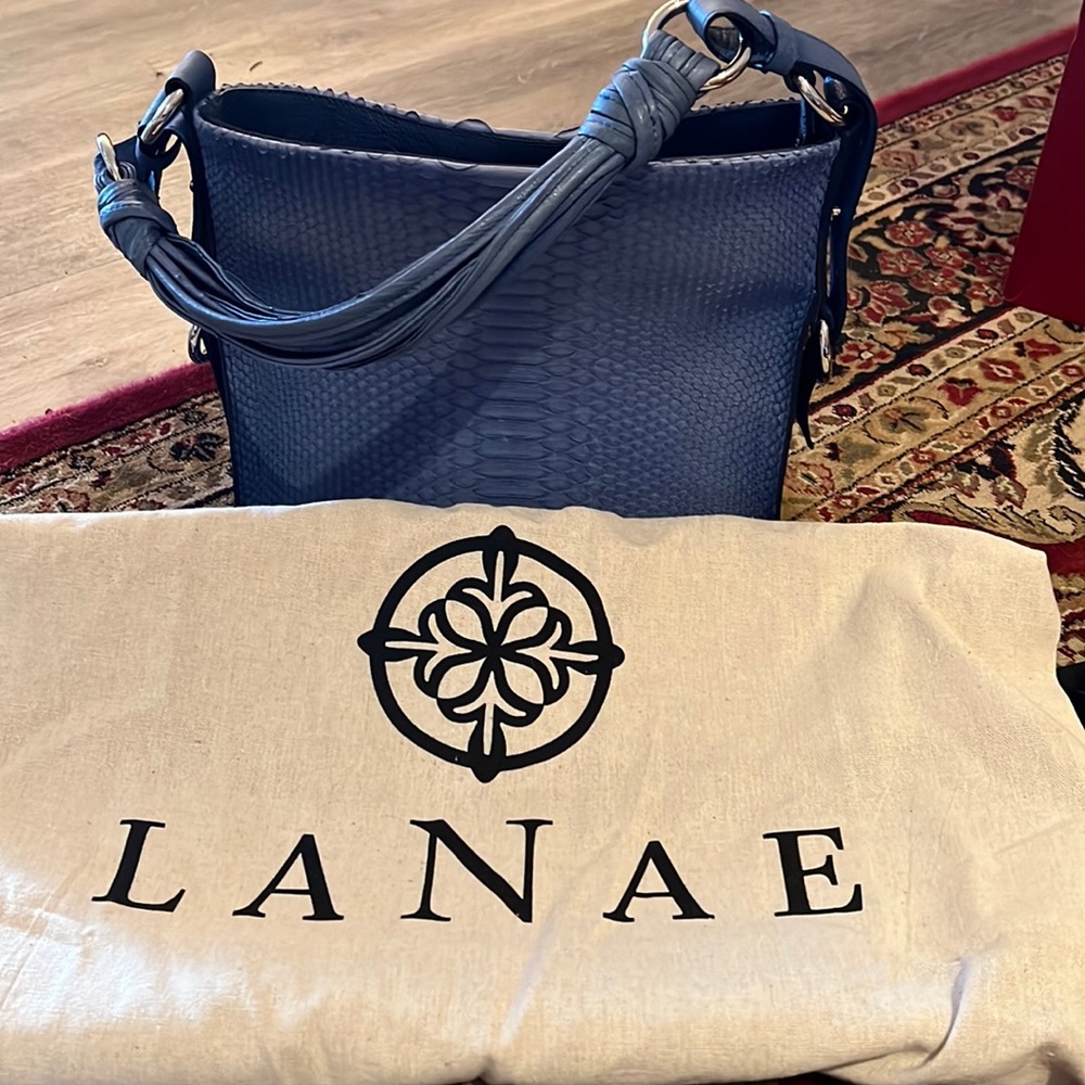 LaNae of Vail Amanda Python royal blue crossbody purse